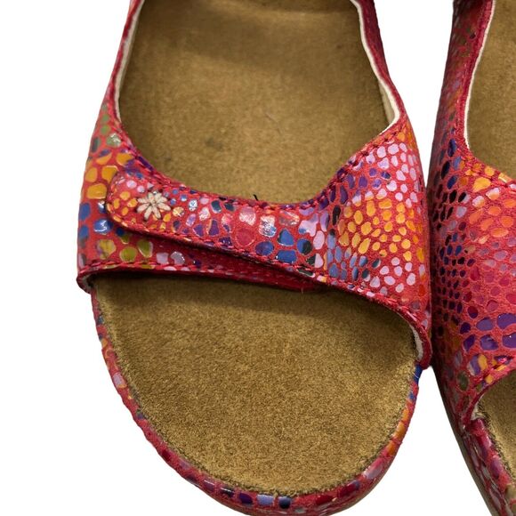 Wolky Sandals Women's Sz 42 Fantasy Red Pink Mulitcolor Comfort Hook Loop - Picture 3 of 16